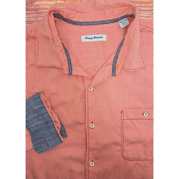 Tommy Bahama Mens Red Gingham Button-Down Shirt XXL - Picture 4 of 7